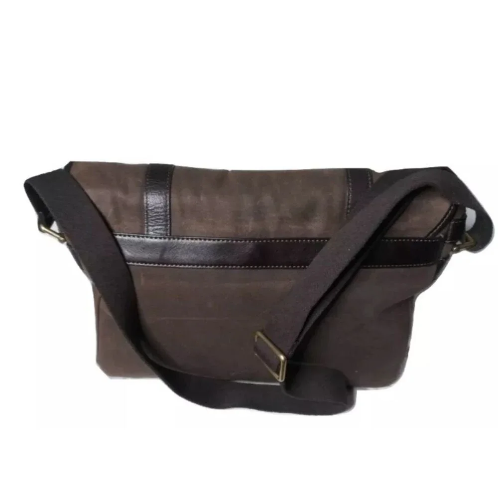 Fossil Mens Messenger Bag Canvas & Leather Laptop Bag 'AT&T University' Logo